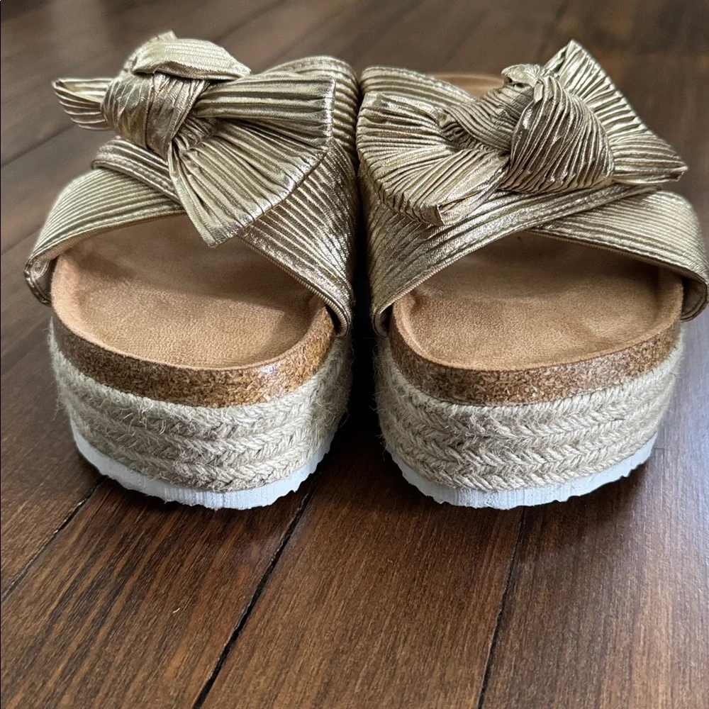 ASOS Gold Knotted Espadrille Platform Sandals - Women's